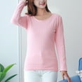 thumbnail image 2 of GigrtiJin Womens Casual Crew Neck Shirts Long Sleeves Thickened Solid Color Blouses Fall Warm Comfy Tops, 2 of 8