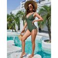 thumbnail image 5 of MORTTIC Women's Mesh V-Neck One-Piece Swimsuit, Tummy Control Swimwear with Adjustable Drawstring, 5 of 6