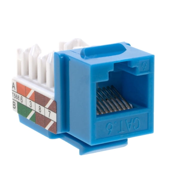 Cables Direct Online Cat6 RJ45 Keystone Ethernet Wall Jack, Punch Down UTP Network Jack for Patch Panels & Wall Plates Blue, 50 Pack