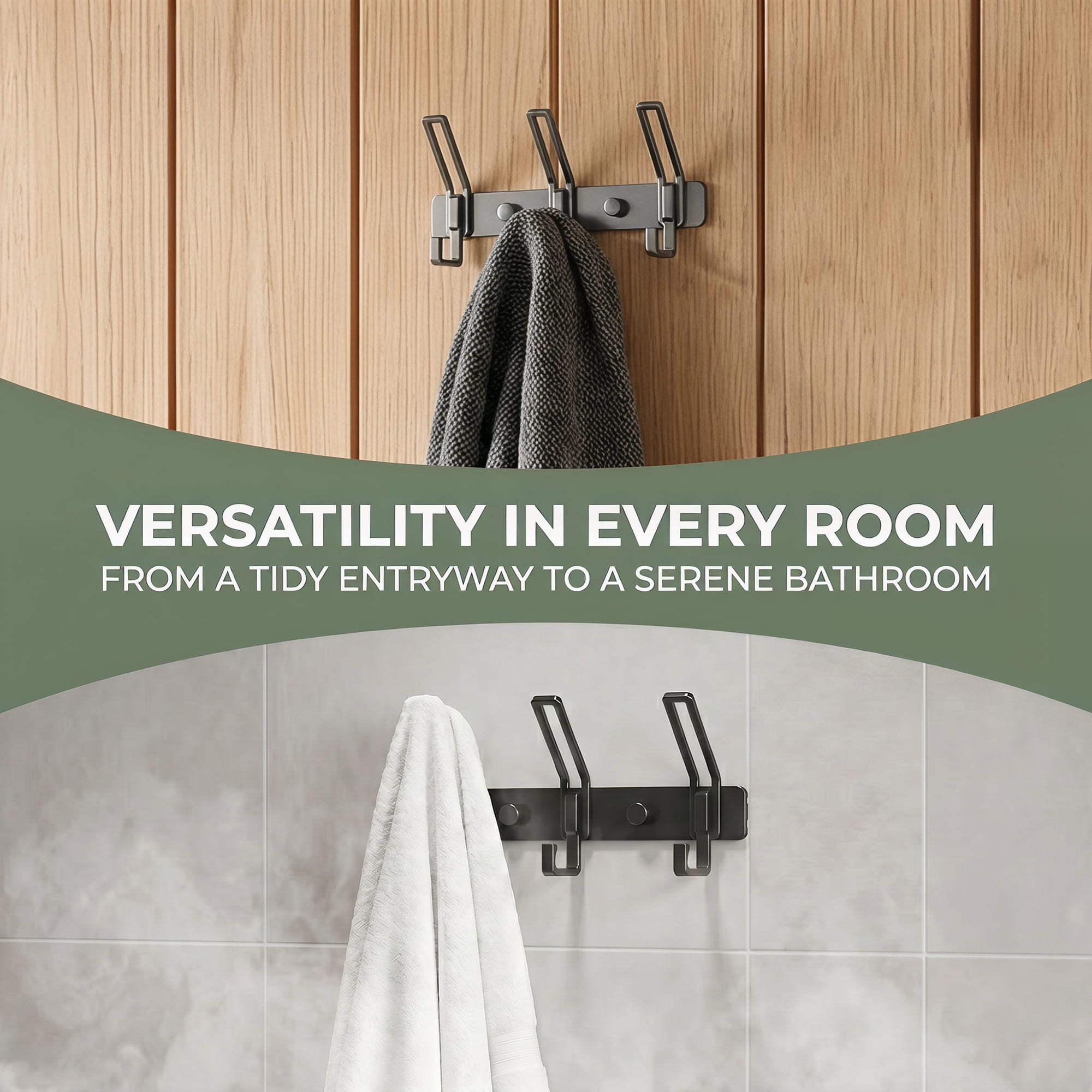 Unique Bargains Wall Mount Coat Rack Hook for Bathroom Organization Black 3 Hooks
