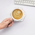 thumbnail image 6 of XMXY Drink Coasters with Holder for Coffee Table, Lines Love Splicing Absorbent Ceramic Cups Coaster Sets 6 Pack, 4 Inches Hexagon, 6 of 9