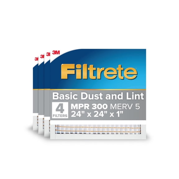Filtrete 24x24x1, MERV 5, Dust Reduction HVAC Furnace Air Filter, 300 MPR