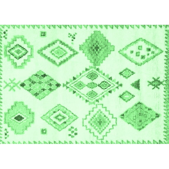 Ahgly Company Indoor Rectangle Solid Emerald Green Modern Area Rugs, 2' x 4'
