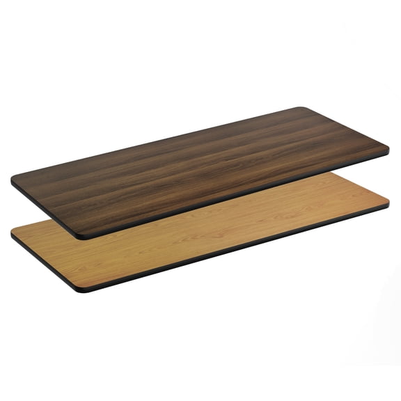 Flash Furniture 30'' x 72'' Rectangular Table Top with Walnut or Natural Reversible Laminate Top