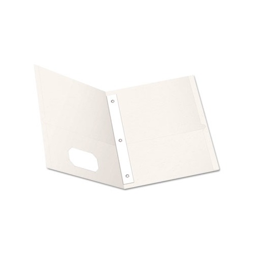 Twin-Pocket Folders with 3 Fasteners Letter, 1/2" Capacity, White, 25/Box