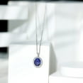 thumbnail image 4 of Rosec Jewels Lab Grown Blue Sapphire Necklace in Silver - with Chain - (8X10 mm Oval, 4 Ct, AAAA Grade) - September Birthstone, 4 of 6