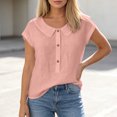 thumbnail image 4 of Maplenight Cotton Blouses for Women Short Sleeve Collard Tops Regular Fit Button Casual Vacation Beach Summer Tops, 4 of 7