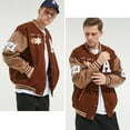 thumbnail image 5 of HISITOSA Mens Varsity College Jacket Baseball Bomber Jacket Vintage Sweatshirt Casual Unisex Streetwear Coats with Patch, 5 of 7