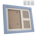thumbnail image 3 of Kit de recuerdo de huellas de perros Marco de fotos de madera DIY con arcilla para dueños de mascotas y recuerdo conmemorativo Marco de fotos azul barro azul elegante y silencioso, 3 of 5