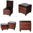 thumbnail image 3 of Storage Ottoman, Set of 2 Rattan Ottoman with Storage, Ottomans Foot Rest Pouf Ottoman Foot Stools Cube Decoration Furniture Leather Ottoman Seating Storage Bench Ottoman with Tray, 3 of 3