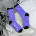 thumbnail image 5 of Hirioo Purple Glitter Pattern Adult Middle Tube Socks Breathable Sock Non-Pilling,Contrasting Color Design, 5 of 6