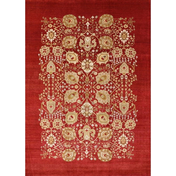 Ahgly Company Indoor Rectangle Mid-Century Modern Red Oriental Area Rugs, 2' x 5'