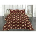 thumbnail image 2 of Ambesonne Skulls and Roses Quilted Coverlet 3 Pcs, Romantic Flowers, King Size, Ecru Dark Pink and Maroon, 2 of 4
