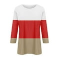 thumbnail image 4 of Perfectbot T Shirts for Women 3/4 Sleeves Color Block Round Neck Tops Summer Fall Casual Blouses, 4 of 5
