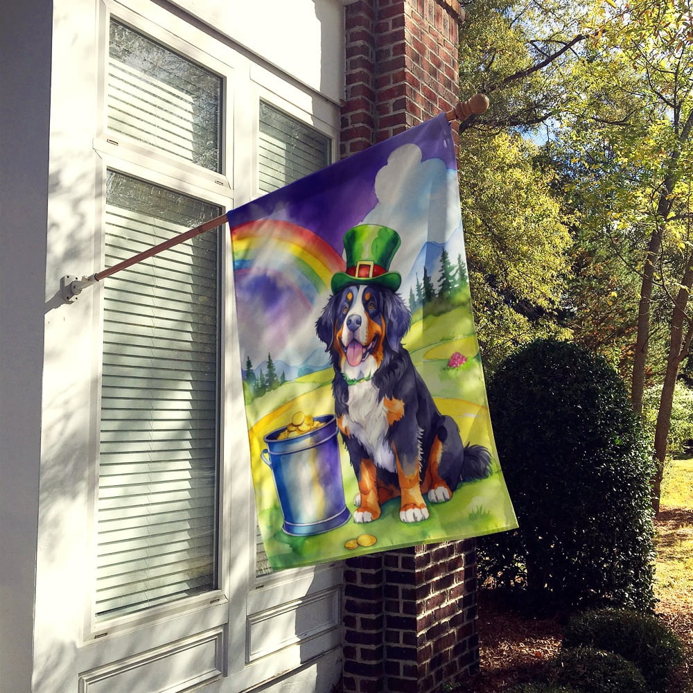 Bernese Mountain Dog St Patrick's Day House Flag 28 in x 40 in