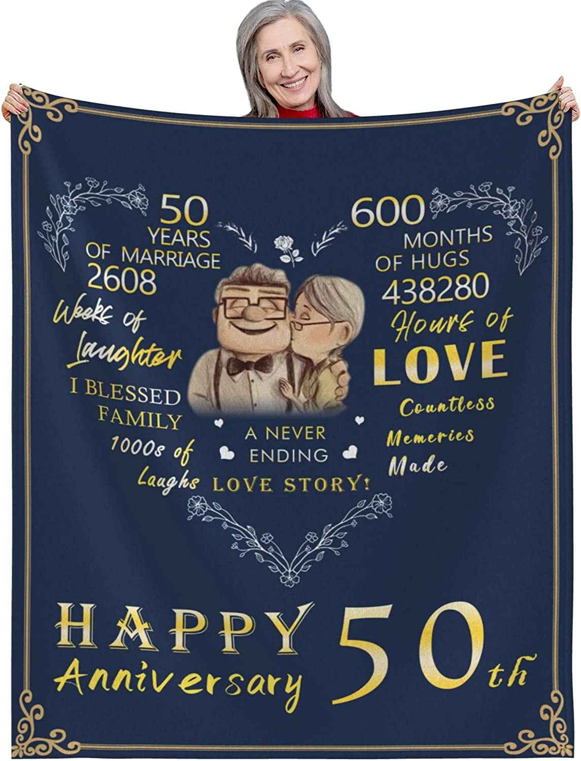 IEFULLYEE 50th Anniversary Wedding Gifts, 50th Anniversary Decorations  Gifts for Couple Husband Wife - Gifts for 50th Anniversary Blanket, Golden  50