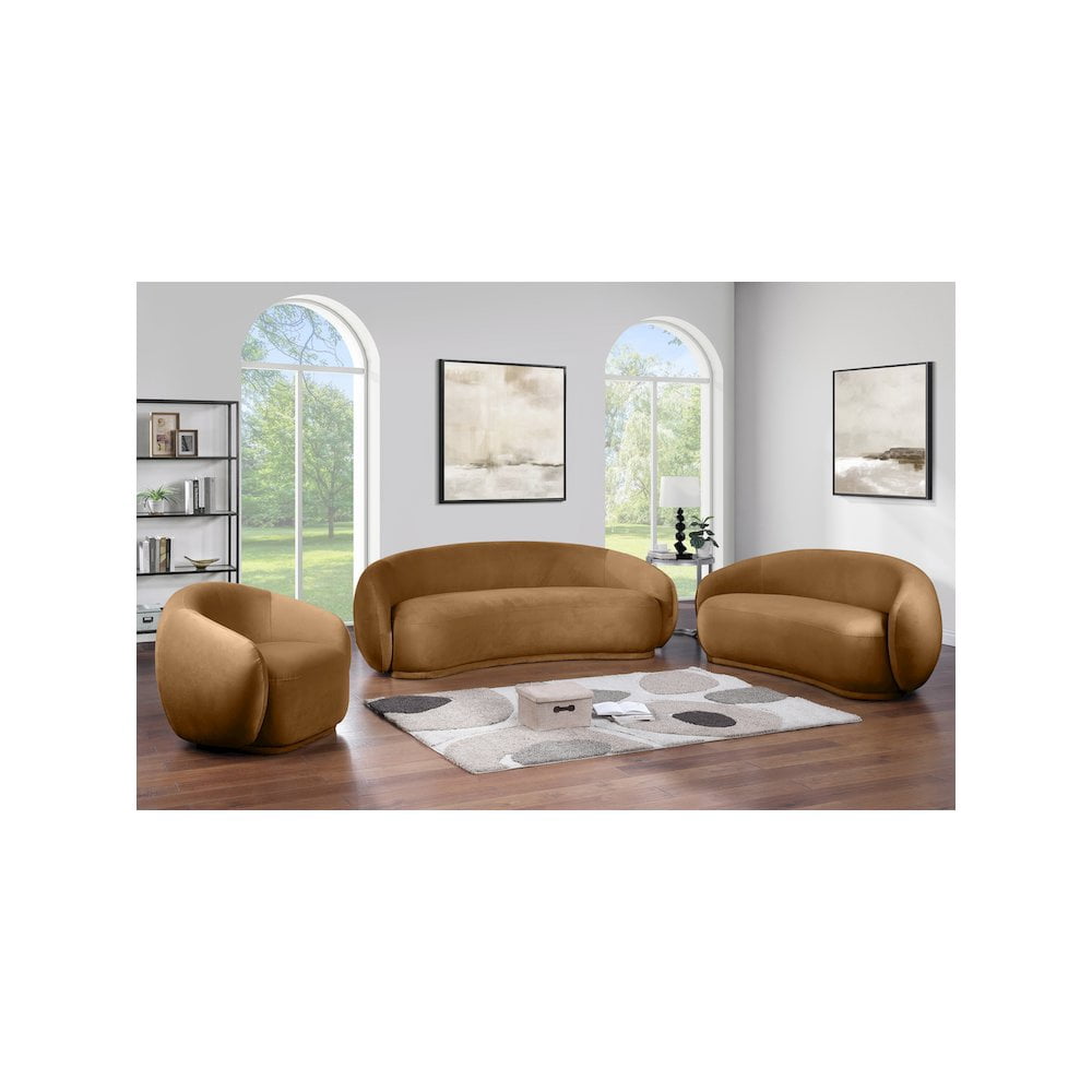 Meridian Furniture Emery Saddle Velvet Loveseat