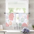 thumbnail image 4 of Sheer Curtains 45 Inches Long, Summer Beach Coral Shell Starfish Light Filtering Window Curtains for Living Room, Red Sage Green Coastal Rod Pocket Voile Sheer Curtain Drapes, 52"W x 45"L, 2 Panels, 4 of 9