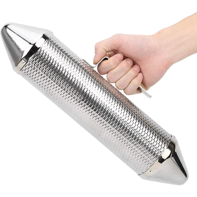 Stainless Steel Guiro Shaker - Professional Latin Percussion Musical Instrument with Metal Scraper, Rhythmic Idiophone for Live Band Performances