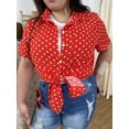 thumbnail image 3 of TIYOMI Ladies Plus Size Button Down Shirts Short Sleeve 4X Polka Dots Red Shirts Disney Minnie Tops Summer Loose Fit Blouse 4XL 24W 26W, 3 of 7