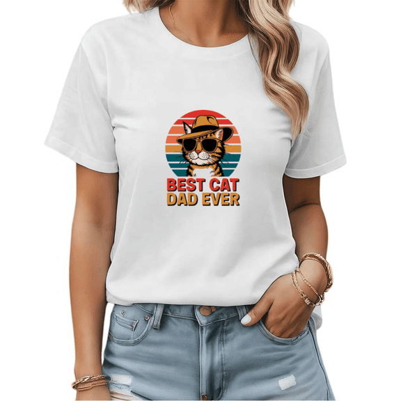 Fathers Day Best Cat Dad Ever Cat Dad Graphic Tees Mens Tshirt Shirts Black White S-5XL Tops