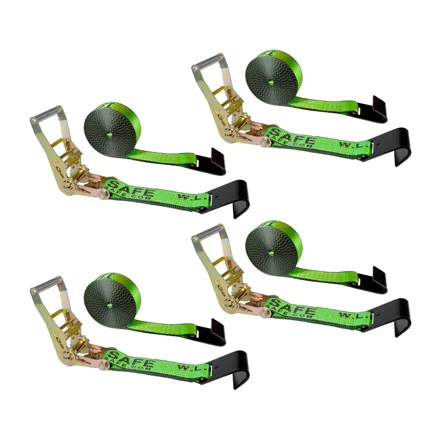 Mega Cargo Control USA 4 Pack Heavy Duty 2" x 60' Ratchet Strap Flat Hook Flatbed Truck Farm Tie Down