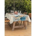 thumbnail image 3 of Outdoor Tablecloths with Umbrella Hole & Zipper, Beach Coastal Beige Rectangle Tablecloth 60x120 Inch, Nautical Shell Starfish Coral Summer Waterproof Table Cloth, Patio/Pool/Picnic Table Covers, 3 of 8