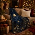 thumbnail image 3 of Golden Moon Above Mountains And Forest Lake, Soft Flannel Blanket with Celestial Landscape Illustration Print, Housewarming Gift and Home Decor for Bedroom and Living Room, 3 of 7
