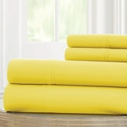 Amrapur Overseas 4-Piece Bright Solid Microfiber Adult Sheet Set, Yellow, King