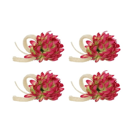 

Yoone 4Pcs Napkin Holder Natural Rustic Plastic Colorful Flower Table Decor Napkin Ring Set for Banquet