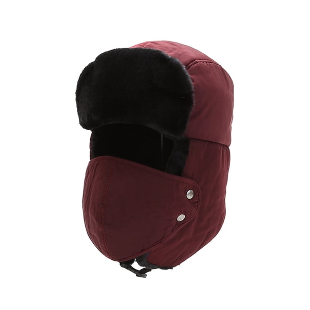 ¡Rebaja! Gorro de trampero Fdelink, gorros de invierno para hombre y mujer, gorro Thunderheads, protección auditiva gruesa, gorro protector facial, color vino.