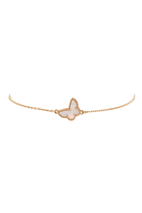Pre-Owned Sweet Alhambra Butterfly Bracelet 18K Yellow Gold and Mother of Pearl By Rebag