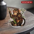 thumbnail image 6 of Rotating acrylic ornament featuring a detailed monkey with bamboo, vintage stained glass style, bright colors, and silver accents on a white background, 6 of 7