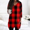 thumbnail image 2 of WTOBBY Women's Fashion Casual Retro Geometric Print V-Neck Mid-Length Tunic Tops with Pockets, 3/4 Sleeve Blouses, Daily Use Comfort Shirt,Red 2XL, 2 of 5
