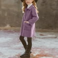 thumbnail image 4 of NAISIBABY Girls Woolen Coat, Classic Lapel Button Up Long Sleeve Fall Winter Fashion Windbreaker Jacket Purple 4T, 4 of 9