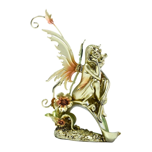 Escultura de estatuilla de Hada de jardín de resina, ornamento de césped, exhibición decorativa, decoración al aire libre para regalo de jardinería, Estilo C Macarena Figuras de estatuas de ángeles