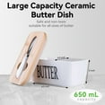 thumbnail image 3 of Butter Dish with Bamboo Lid for Countertop,Stainless Steel Butter Knife and Silicone Sealing Butter Dishes,Ceramic Butter Dishes with Covers,White, 3 of 11