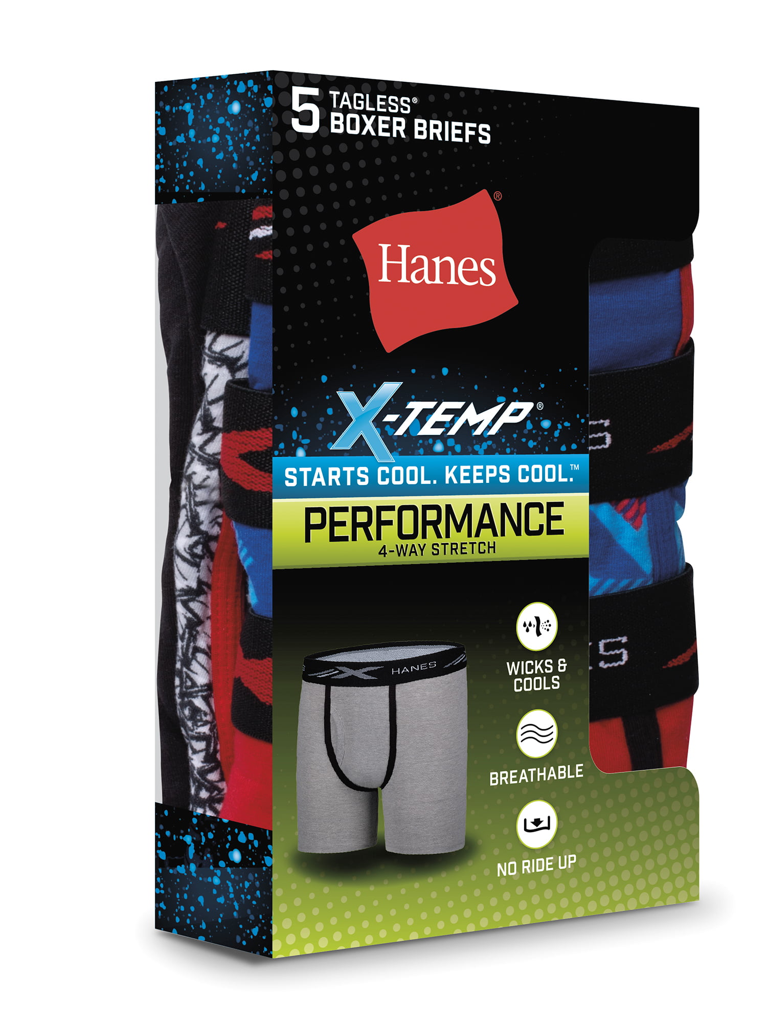 Hanes Boy's 5-Pack X-Temp Printed Stretch Boxer Briefs - BXSTP5-S