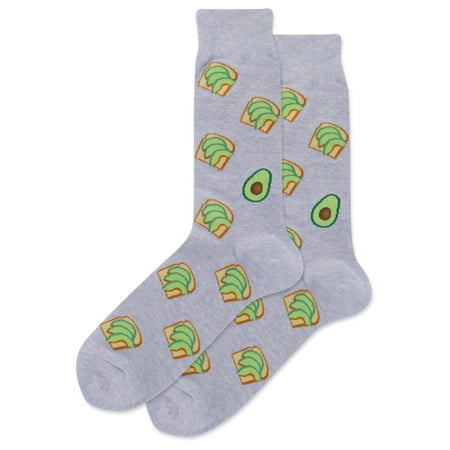 Hot Sox Mens Avocado Toast Crew Socks, Mens Shoe Size 6-12.5, Blue Heather