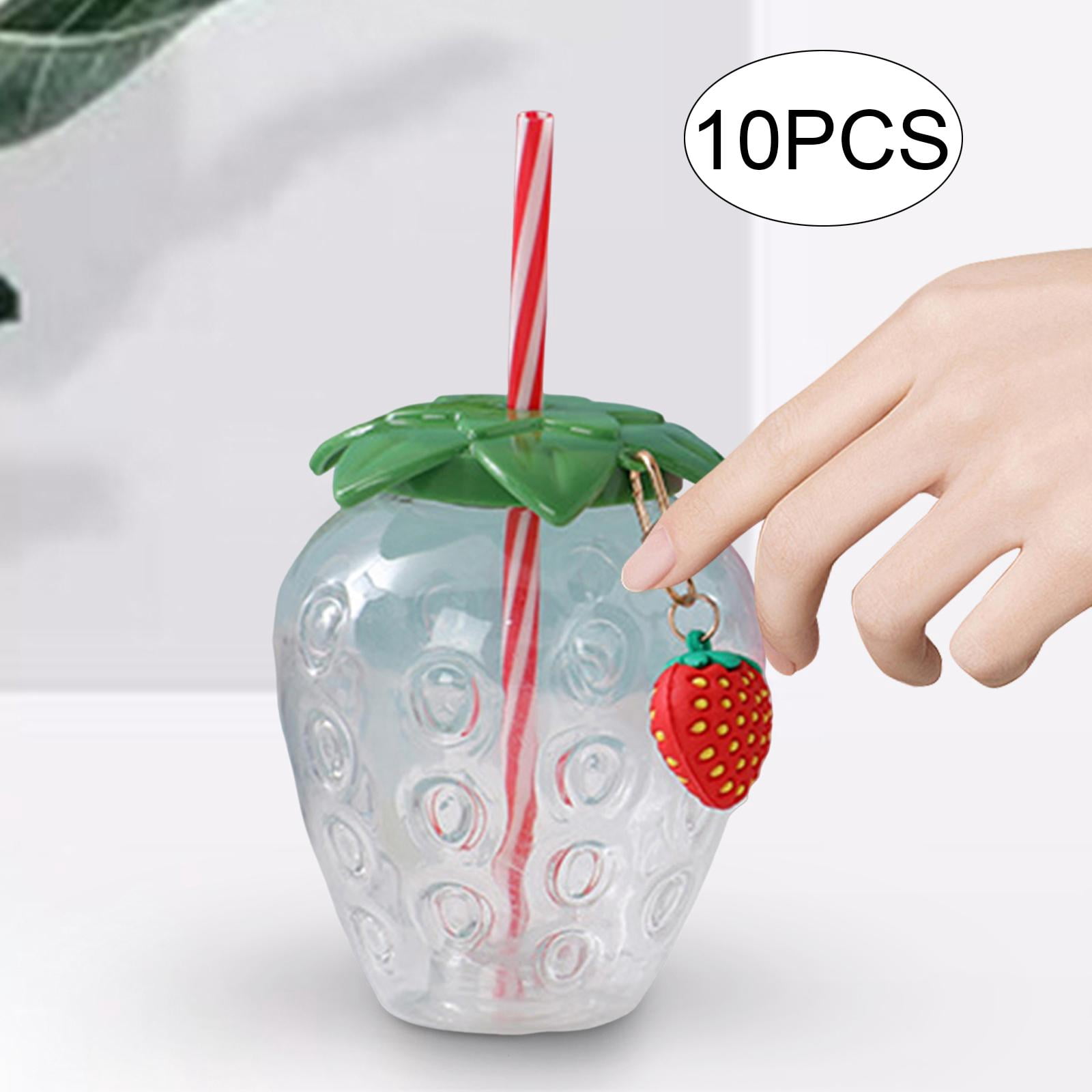 Tachiuwa 10x Strawberry Sippy Cup with Straw for Kids for Hawaiian Household Birthday Clear Keychain