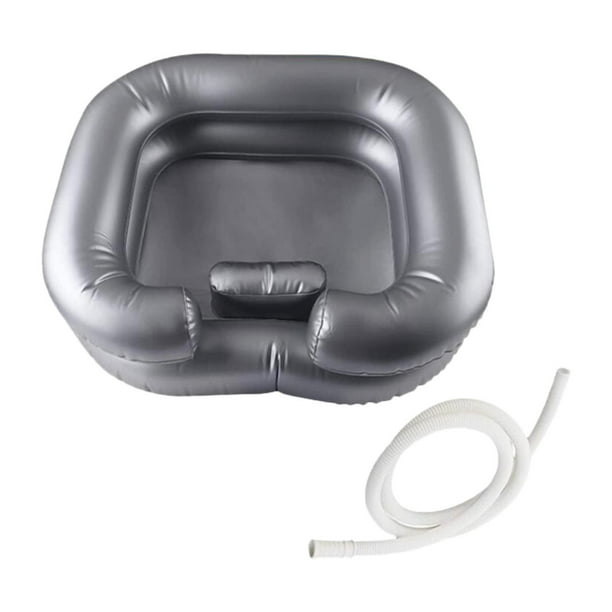 Lavacabezas portátil, lavabo inflable para lavar el cabello, almohadas para personas mayores con movilidad limitada, cuidadores de niños en casa. Plata