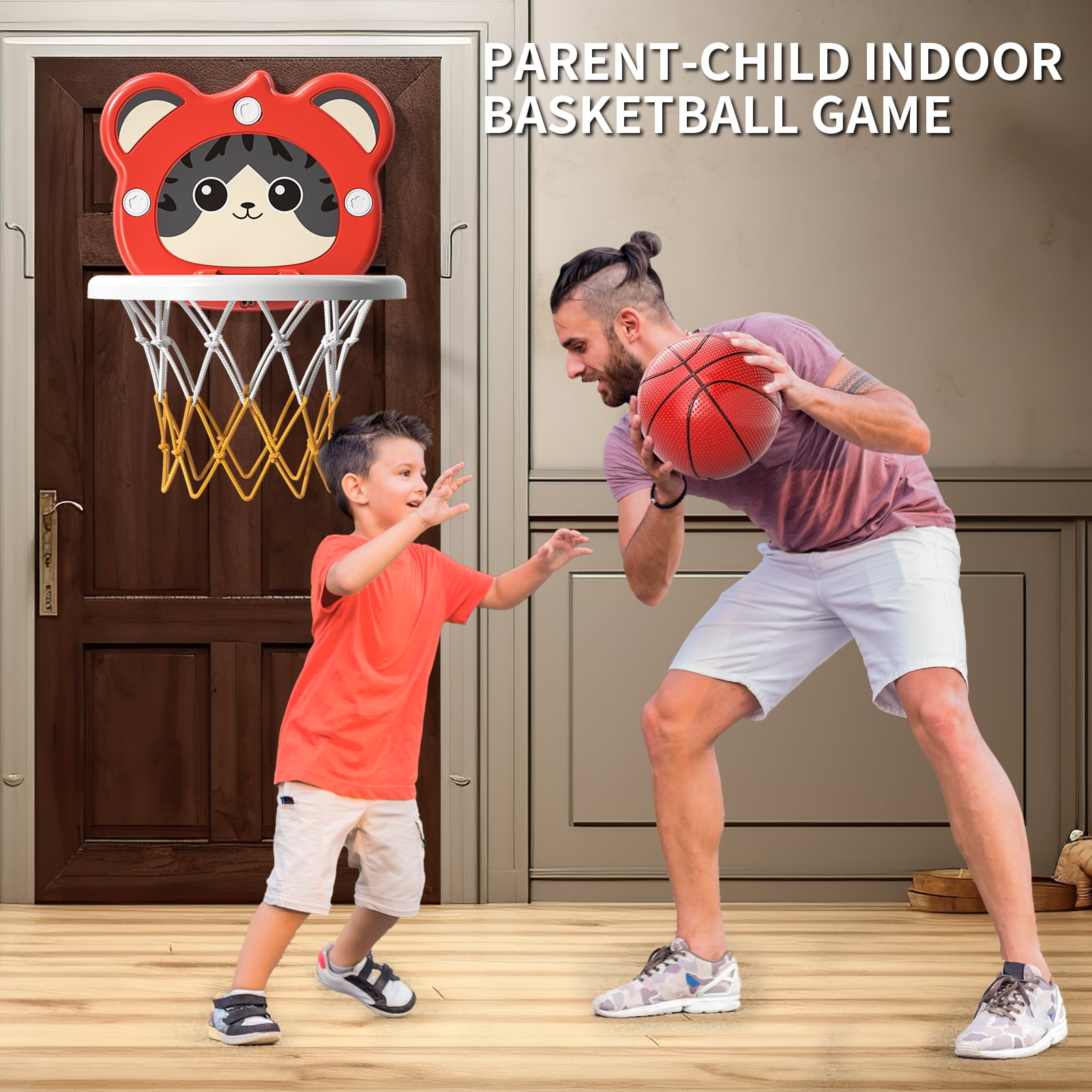 MAVOLIO Toddler Basketball Hoop, Mini Indoor Kids Hoop with 4 Balls, Portable Adjustable Height Backboard, Ideal Gift for 3-8 Year Old Boys Girls