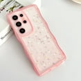thumbnail image 3 of Compatible with Samsung Galaxy S24 Ultra Case,Cute Curly Wave Frame Design,Glitter Sparkly Bling Star Thin Slim Shockproof Transparent Soft Cover for Women Girl for Galaxy S24 Ultra-Pink, 3 of 9