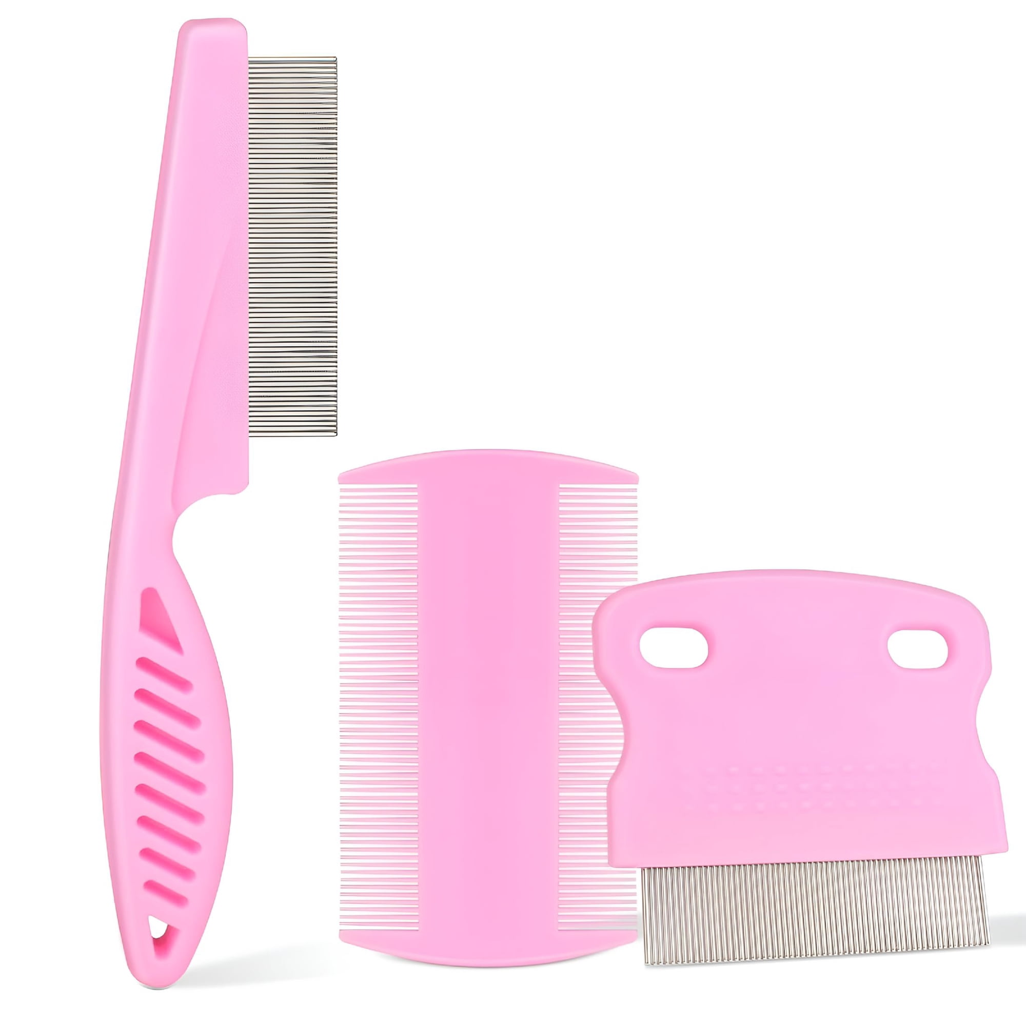 ACDANC 2026 New Flea Comb for Dogs and Cats-Lice Comb with Rubber Handle-Promotes Hair Growth and Removes Loose Hair,Knots,And Flakes Flea Brush for Pets (Pink)