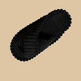 thumbnail image 5 of Xfvqtps Women Fluffy Slippers Cross Strap Stripe Open Toe Versatile Indoor Home Funny Winter Non-Slip Thick Sole Plush Slippers Black, 5 of 7