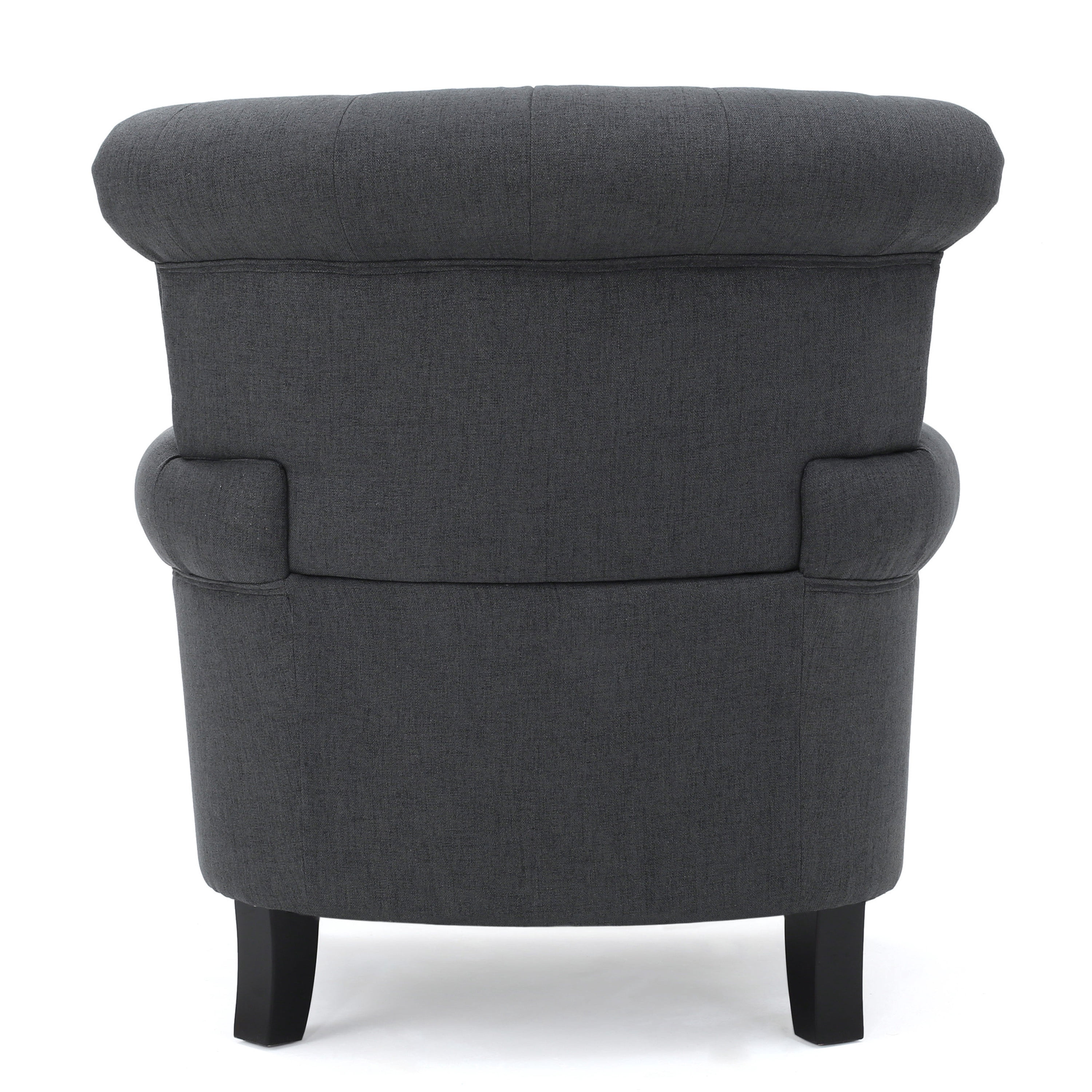 EUROCO Accent Chair, Fabric Single Seat Arm Chair with Rolled Arms, Tufted Backrest and Wooden Legs, Modern Side Chairs for Living Room, Bedroom, Office, Cafe, Dark Gray