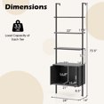 thumbnail image 3 of Gymax 2PCS 72.5'' Tall Bookshelf 5 Tier Wall Mount Ladder Bookcase w/ Cabinet Black, 3 of 10