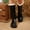 #006-Black, variant on Wowcloth Women's Fleece-Lined Boots – Comfortable Round Toe Mid Heel Platform with Back Zipper for Autumn Winter Warmth