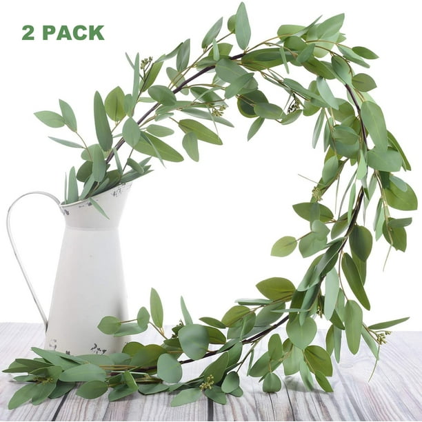 Coolmade 2 Pack Seeded Eucalyptus Garland, Artificial Vines Faux