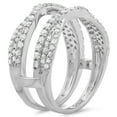 thumbnail image 2 of Dazzlingrock Collection 0.75 Carat (ctw) 10K Round Diamond Wedding Enhancer Guard Double Ring 3/4 CT, White Gold, Size 5.5, 2 of 6